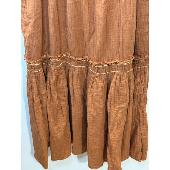 Free People I'm The One Embroidered Maxi Dress Women's Size Large Brown Boho - Picture 11 of 11